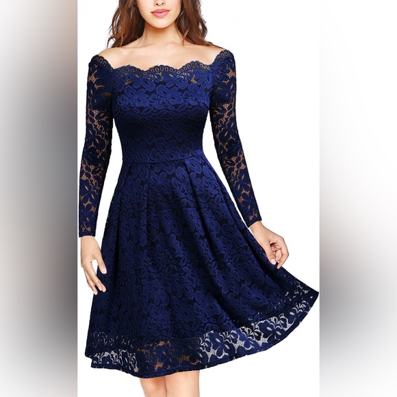 Miusol Dresses & Skirts - Lace Long sleeve off the shoulder cocktail dress